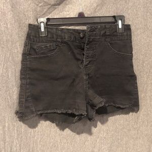 Black High Waisted Jean Shorts | High Rise Denim